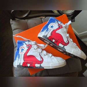 Converse Kids' White and Red Dinosaur High-Top Sneakers